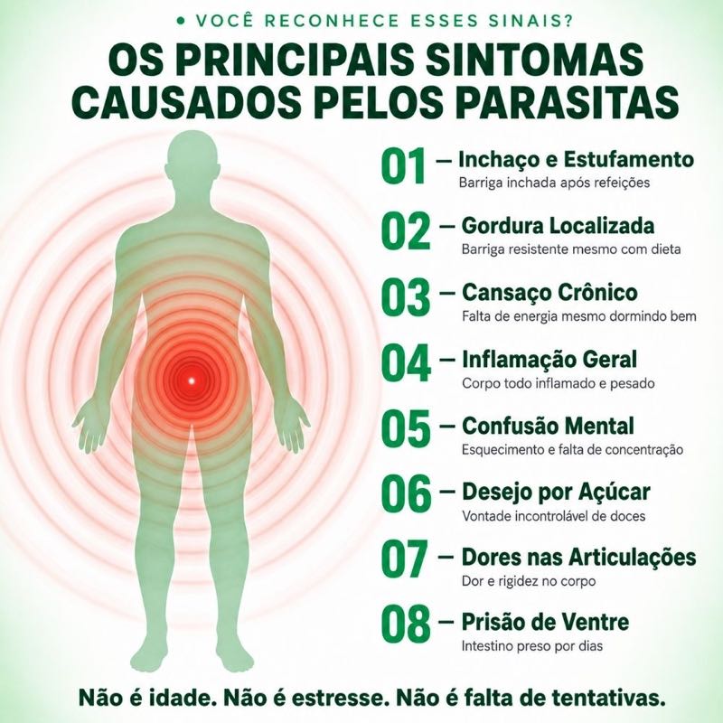Os principais sintomas causados pelos parasitas